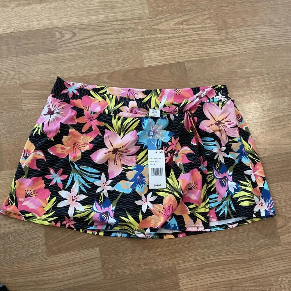 Bleu by Rod Beattie Sweet Escape Draped Swim Skirt Size 14 NWT $69